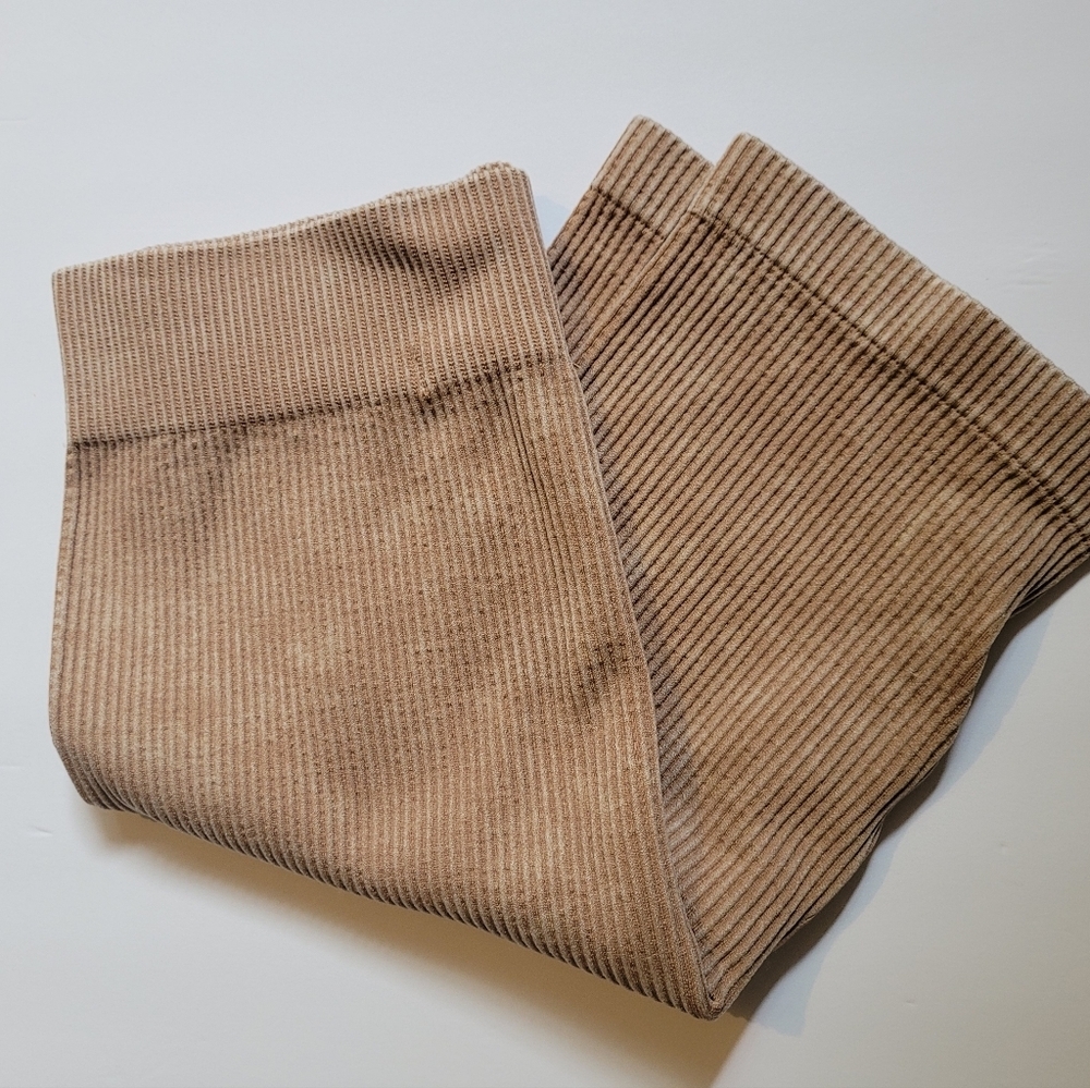 Women's Tan Ribbed Shorts - Picture 2 of 10